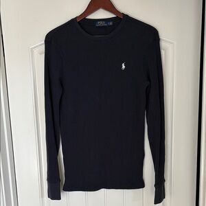 Polo Ralph‎ Lauren Blue Waffle Knit Thermal Pullover Long Sleeve Men’s Small New